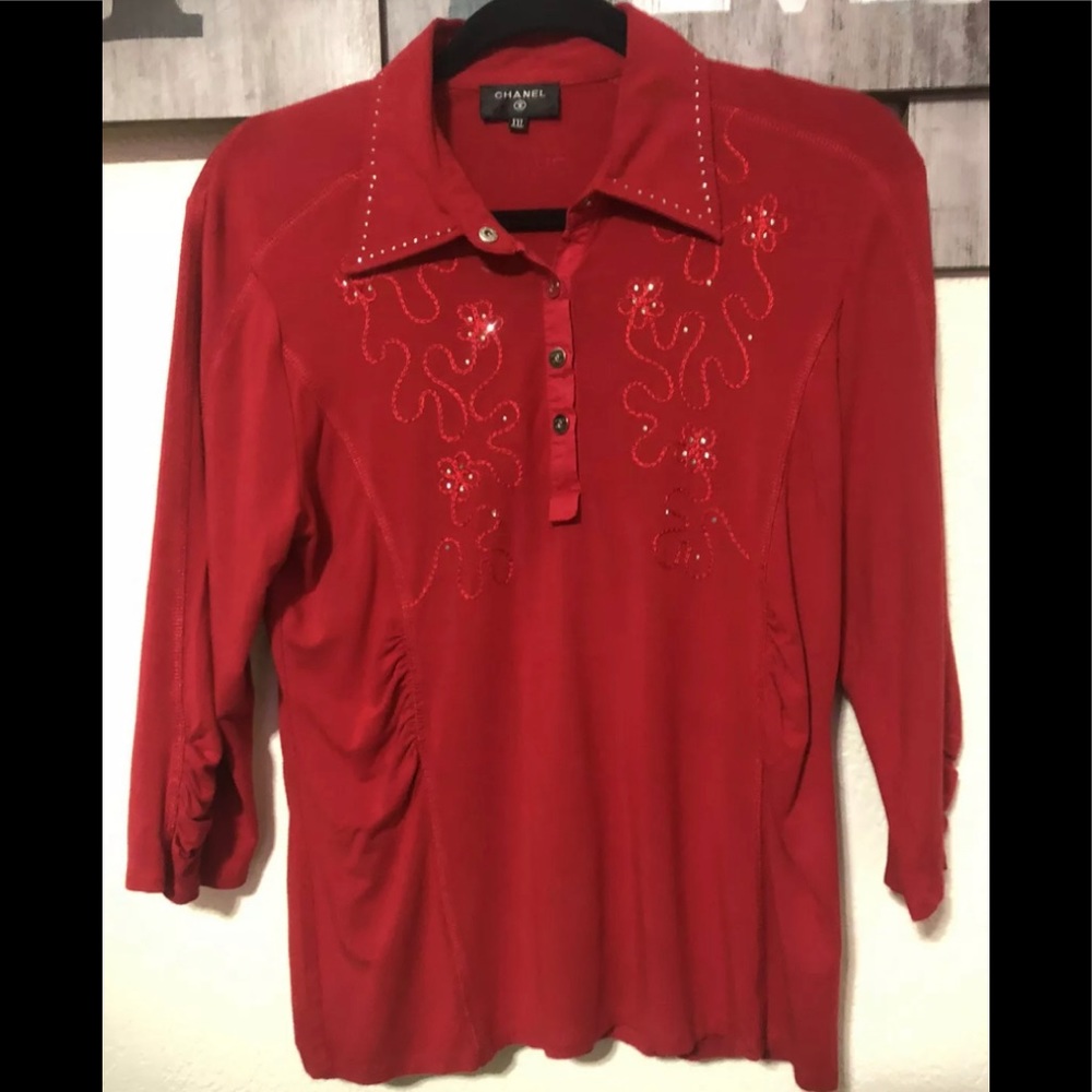 Women’s CHANEL XXL red blouse long sleeve